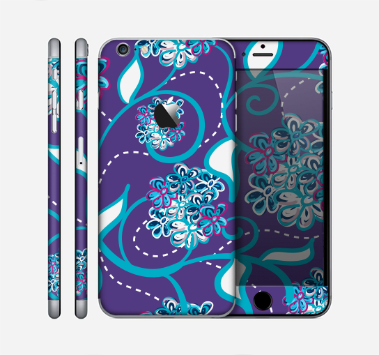 The Purple & Blue Vector Floral Design Skin for the Apple iPhone 6 Plus