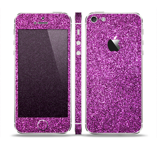 The Purple Glitter Ultra Metallic Skin Set for the Apple iPhone 5