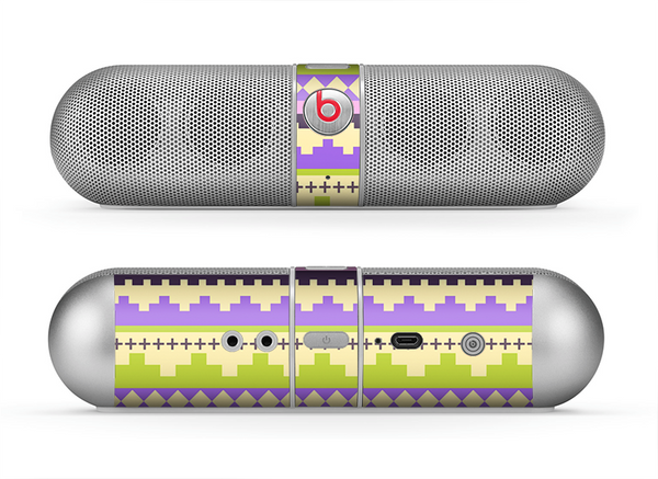 The Purple & Green Tribal Ethic Geometric Pattern Skin for the Beats by Dre Pill Bluetooth Speaker