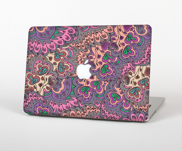 The Purple, Green, and Blue Vector Floral Pattern Skin Set for the Apple MacBook Pro 13" with Retina Display