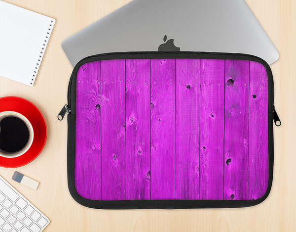The Purple Highlighted Wooden Planks Ink-Fuzed NeoPrene MacBook Laptop Sleeve