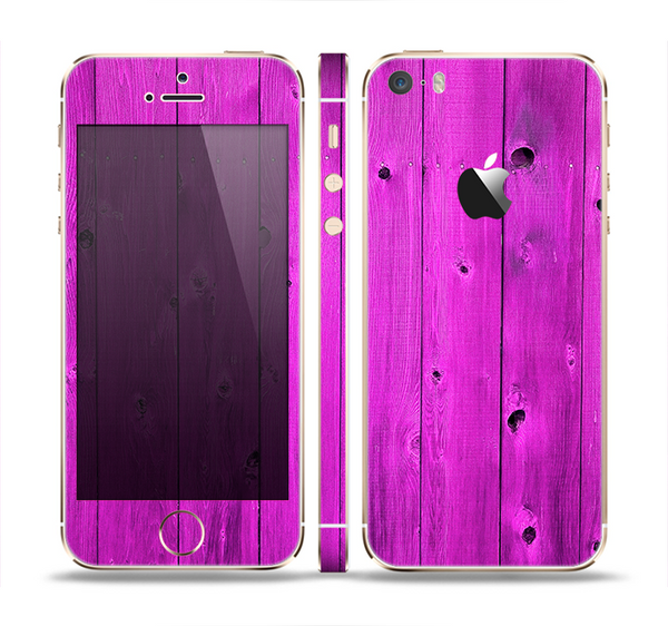 The Purple Highlighted Wooden Planks Skin Set for the Apple iPhone 5s