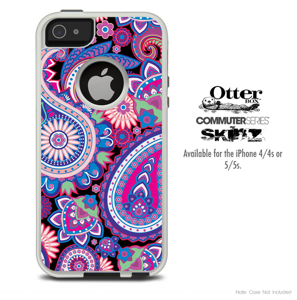 The Purple Paisley Pattern Skin For The iPhone 4-4s or 5-5s Otterbox Commuter Case