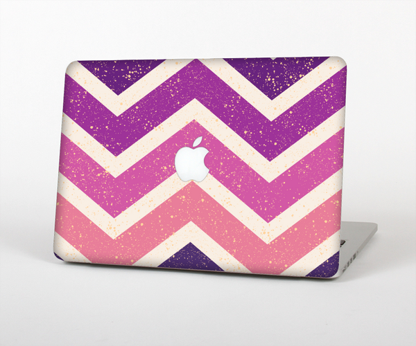 The Purple Scratched Texture Chevron Zigzag Pattern Skin Set for the Apple MacBook Pro 15" with Retina Display