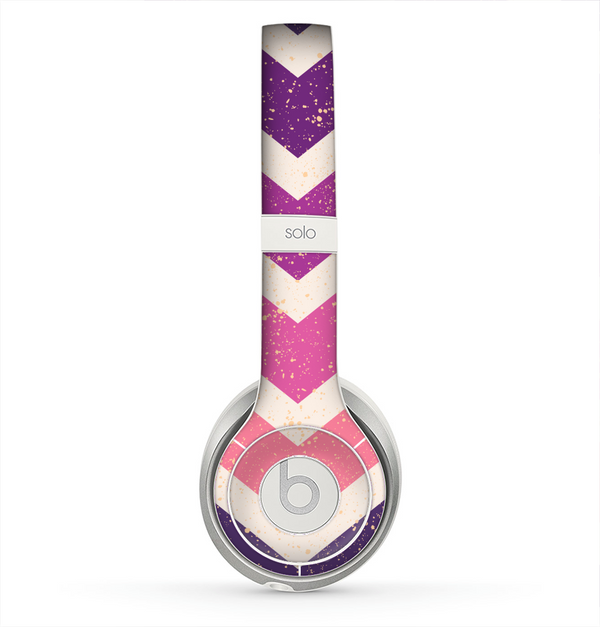 The Purple Scratched Texture Chevron Zigzag Pattern Skin for the Beats by Dre Solo 2 Headphones