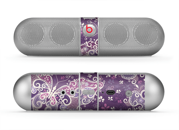 The Purple & White Butterfly Elegance Skin for the Beats by Dre Pill Bluetooth Speaker