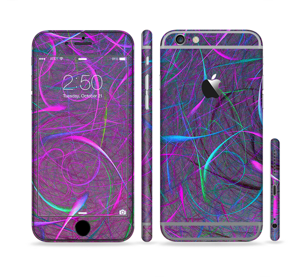 The Purple and Blue Electric Swirels Sectioned Skin Series for the Apple iPhone 6s