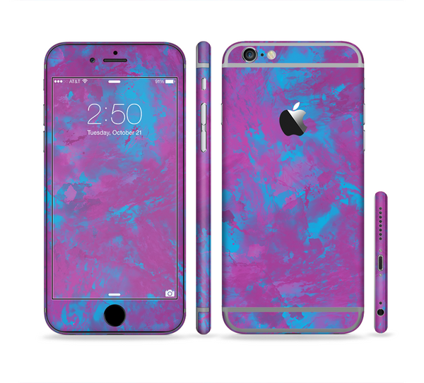 The Purple and Blue Paintburst Sectioned Skin Series for the Apple iPhone 6s