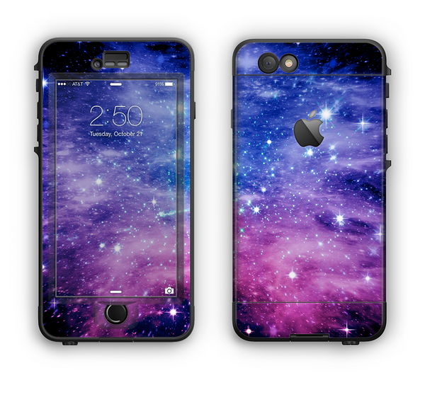 The Purple and Blue Scattered Stars Apple iPhone 6 Plus LifeProof Nuud Case Skin Set