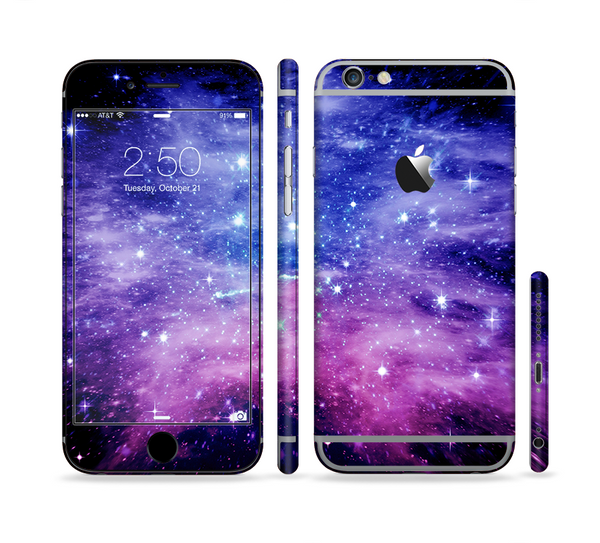 The Purple and Blue Scattered Stars Sectioned Skin Series for the Apple iPhone 6s
