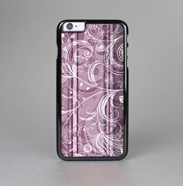 The Purple and Gray Stripes with Overlapping Floral Skin-Sert for the Apple iPhone 6 Skin-Sert Case