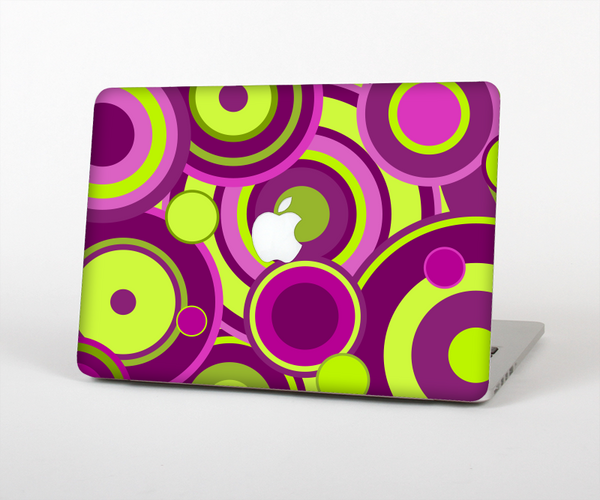 The Purple and Green Layered Vector Circles Skin Set for the Apple MacBook Pro 15" with Retina Display