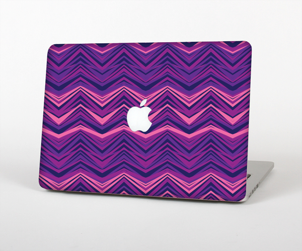 The Purple and Pink Overlapping Chevron V3 Skin Set for the Apple MacBook Pro 13" with Retina Display