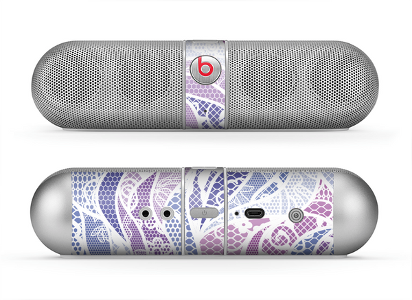 The Purple and White Lace Design Skin for the Beats by Dre Pill Bluetooth Speaker