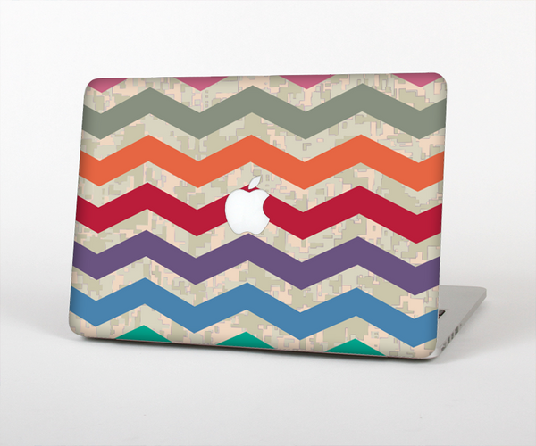 The Rainbow Chevron Over Digital Camouflage Skin Set for the Apple MacBook Air 13"