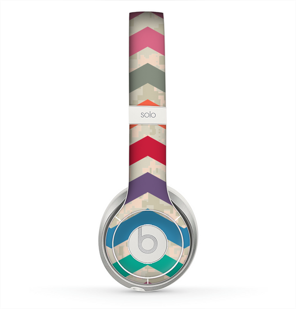 The Rainbow Chevron Over Digital Camouflage Skin for the Beats by Dre Solo 2 Headphones