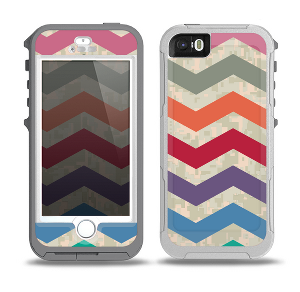 The Rainbow Chevron Over Digital Camouflage Skin for the iPhone 5-5s OtterBox Preserver WaterProof Case