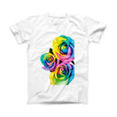 The Rainbow Dyed Roses ink-Fuzed Front Spot Graphic Unisex Soft-Fitted Tee Shirt