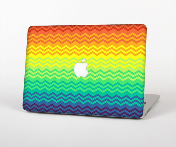 The Rainbow Thin Lined Chevron Pattern Skin Set for the Apple MacBook Pro 13" with Retina Display