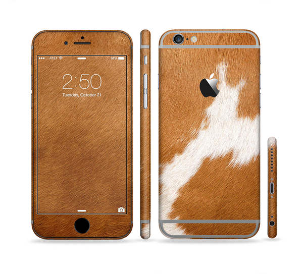 The Real Brown Cow Coat Texture Sectioned Skin Series for the Apple iPhone 6