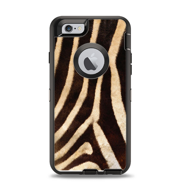 The Real Zebra Print Texture Apple iPhone 6 Otterbox Defender Case Skin Set