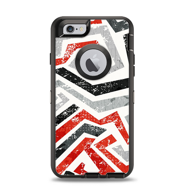 The Red-Gray-Black Abstract V3 Pattern Apple iPhone 6 Otterbox Defender Case Skin Set