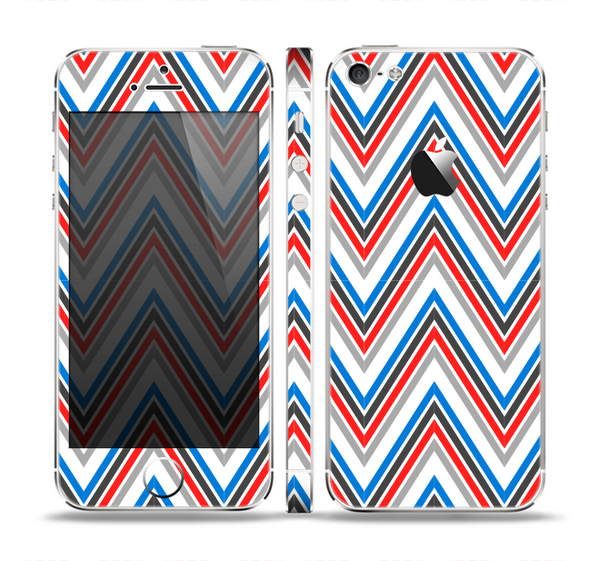 The Red-White-Blue Sharp Chevron Pattern Skin Set for the Apple iPhone 5