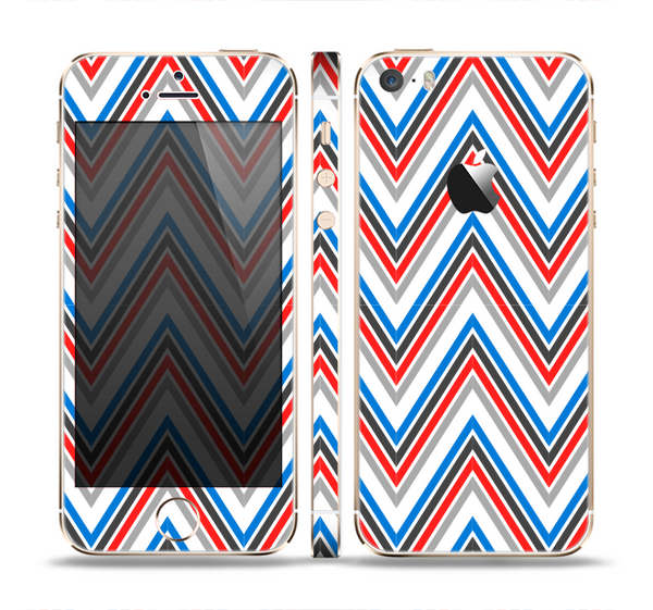 The Red-White-Blue Sharp Chevron Pattern Skin Set for the Apple iPhone 5s