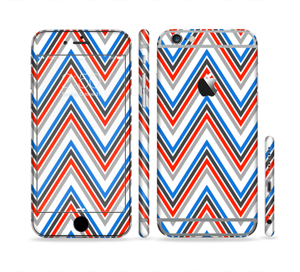 The Red-White-Blue Sharp Chevron Pattern Sectioned Skin Series for the Apple iPhone 6