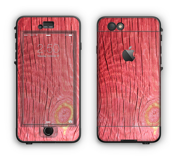 The Red-Wood with Yellow Knot Apple iPhone 6 Plus LifeProof Nuud Case Skin Set