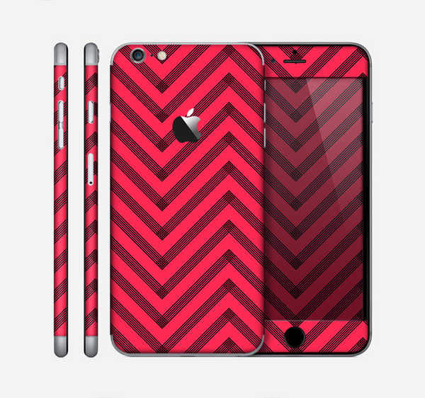 The Red & Black Sketch Chevron Skin for the Apple iPhone 6 Plus