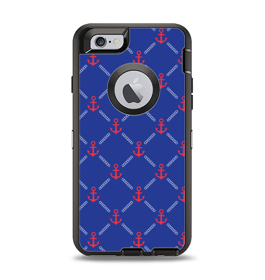 The Red & Blue Seamless Anchor Pattern Apple iPhone 6 Otterbox Defender Case Skin Set