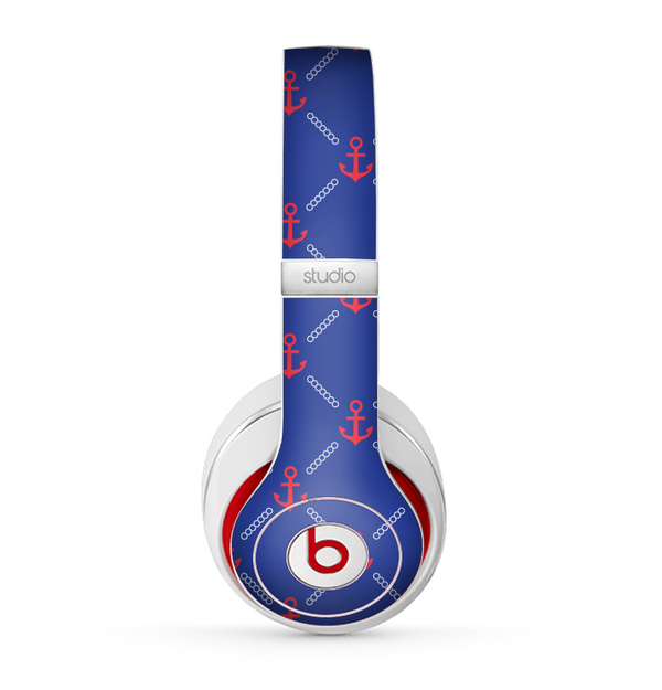The Red & Blue Seamless Anchor Pattern Skin for the Beats by Dre Studio (2013+ Version) Headphones