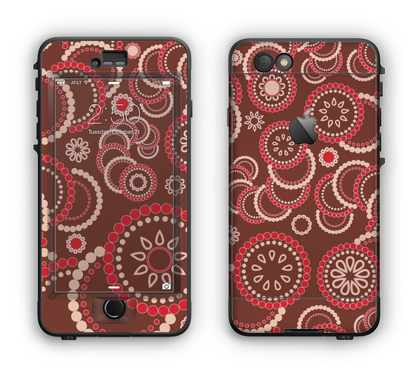The Red & Brown Creative Flower Pattern Apple iPhone 6 Plus LifeProof Nuud Case Skin Set