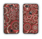 The Red & Brown Creative Flower Pattern Apple iPhone 6 Plus LifeProof Nuud Case Skin Set