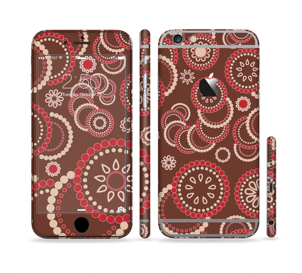 The Red & Brown Creative Flower Pattern Sectioned Skin Series for the Apple iPhone 6