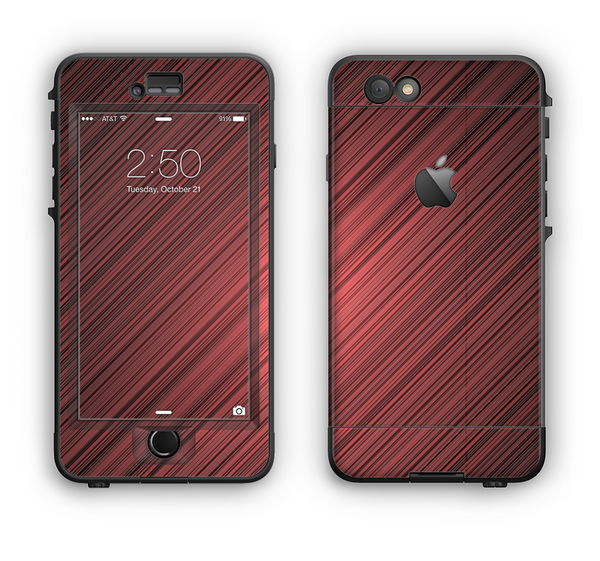 The Red Diagonal Thin HD Stripes Apple iPhone 6 Plus LifeProof Nuud Case Skin Set