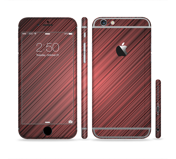 The Red Diagonal Thin HD Stripes Sectioned Skin Series for the Apple iPhone 6