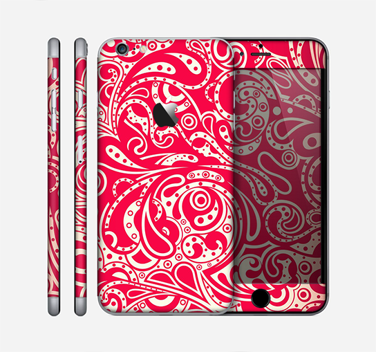 The Red Floral Paisley Pattern Skin for the Apple iPhone 6 Plus