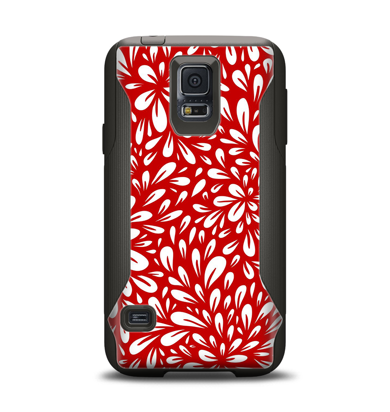 The Red Floral Sprout Samsung Galaxy S5 Otterbox Commuter Case Skin Set
