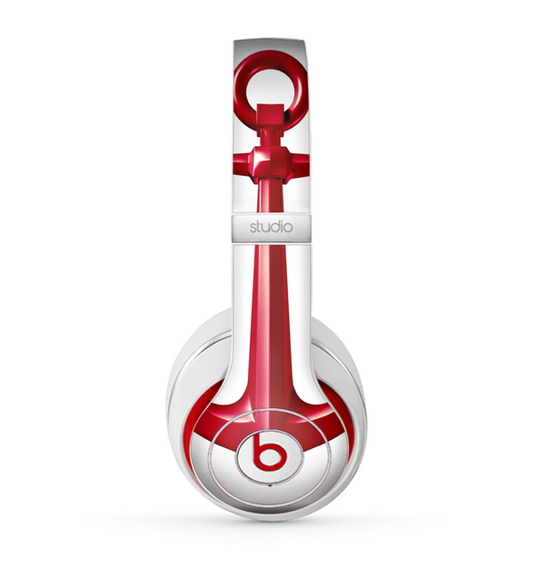 The Red Glossy Anchor Skin for the Beats by Dre Studio (2013+ Version) Headphones