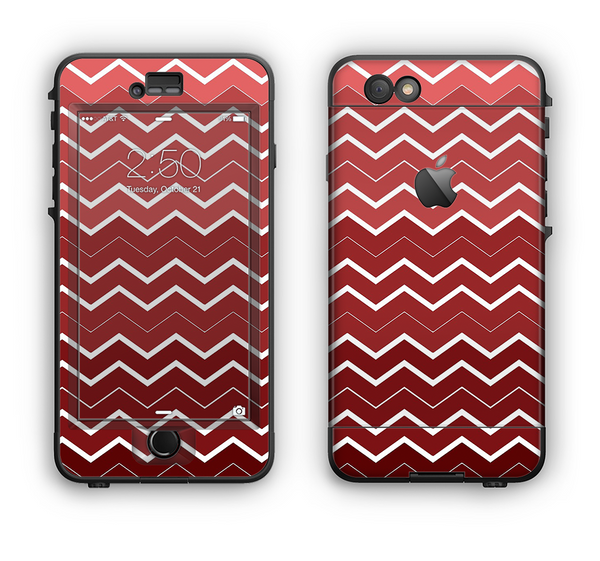 The Red Gradient Layered Chevron Apple iPhone 6 Plus LifeProof Nuud Case Skin Set
