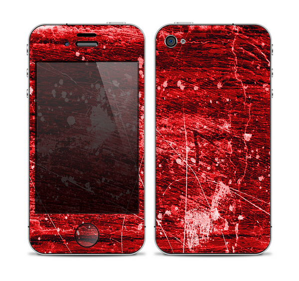 The Red Grunge Paint Splatter Skin for the Apple iPhone 4-4s