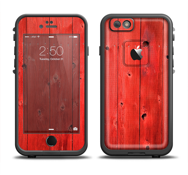 The Red Highlighted Wooden Planks Apple iPhone 6 LifeProof Fre Case Skin Set