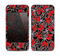 The Red Icon Flowers on Dark Swirl Skin for the Apple iPhone 4-4s