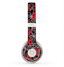 The Red Icon Flowers on Dark Swirl Skin for the Beats by Dre Solo 2 Headphones