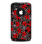 The Red Icon Flowers on Dark Swirl Skin for the iPhone 4-4s OtterBox Commuter Case