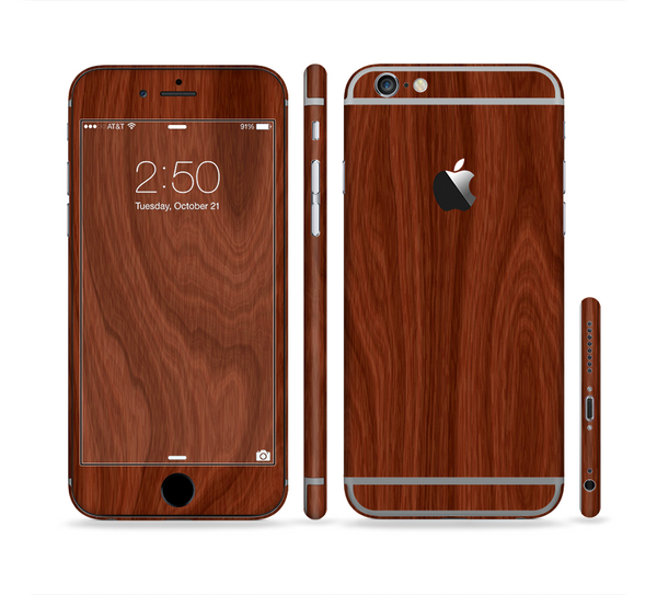 The Red Mahogany Wood Sectioned Skin Series for the Apple iPhone 6 Plus