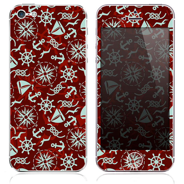 The Red Nautica Collage Skin for the iPhone 3, 4-4s, 5-5s or 5c
