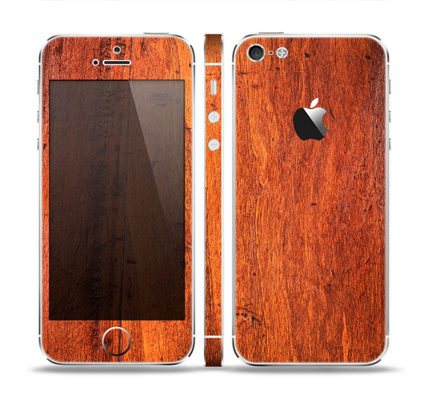 The Red Tinted WoodGrain Skin Set for the Apple iPhone 5